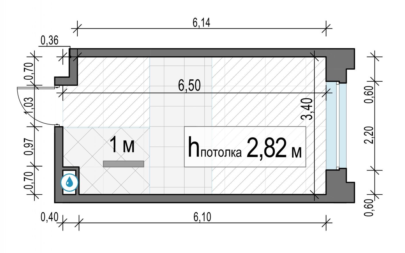 Студия-квартира, 21.2 м²