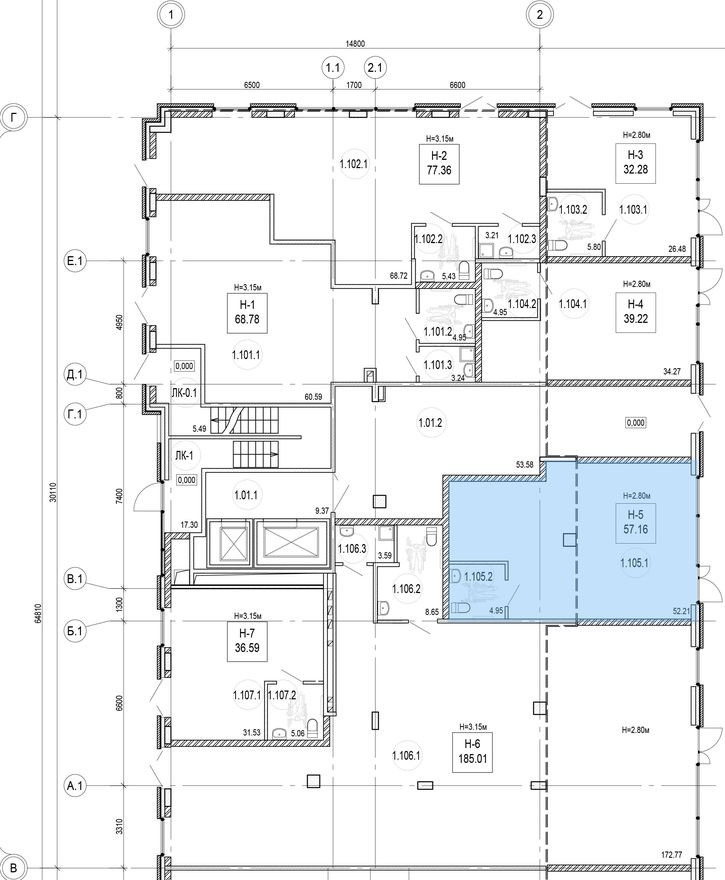 Помещение свободного назначения, 57.2 м²