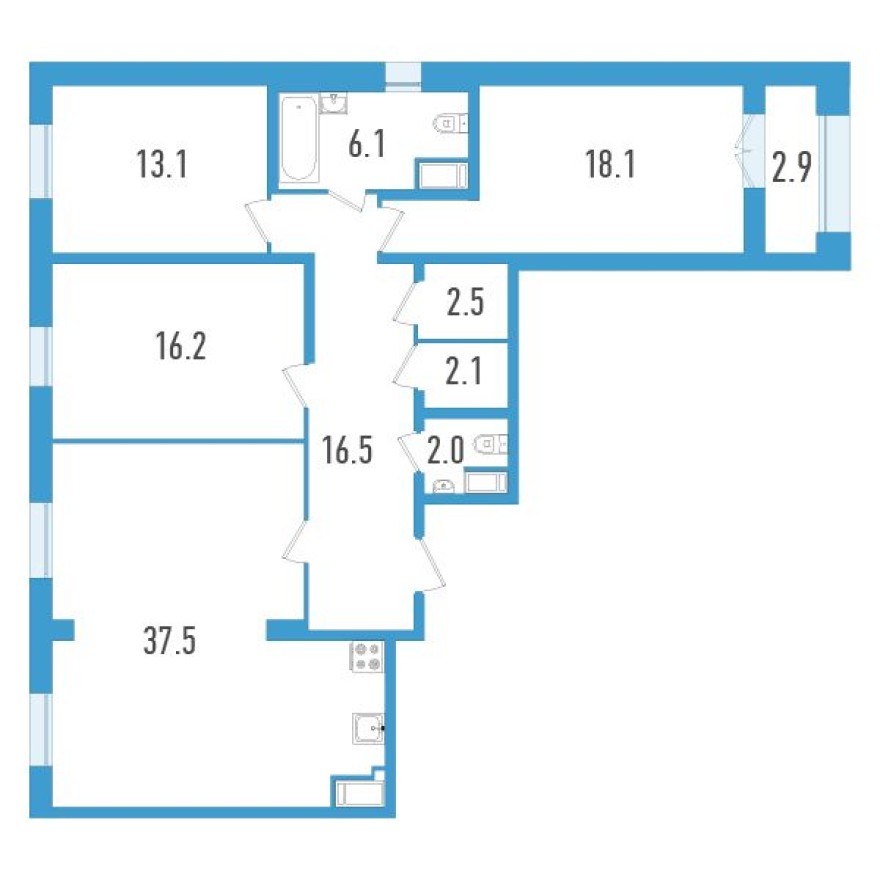 3к. квартира, 115.6 м²