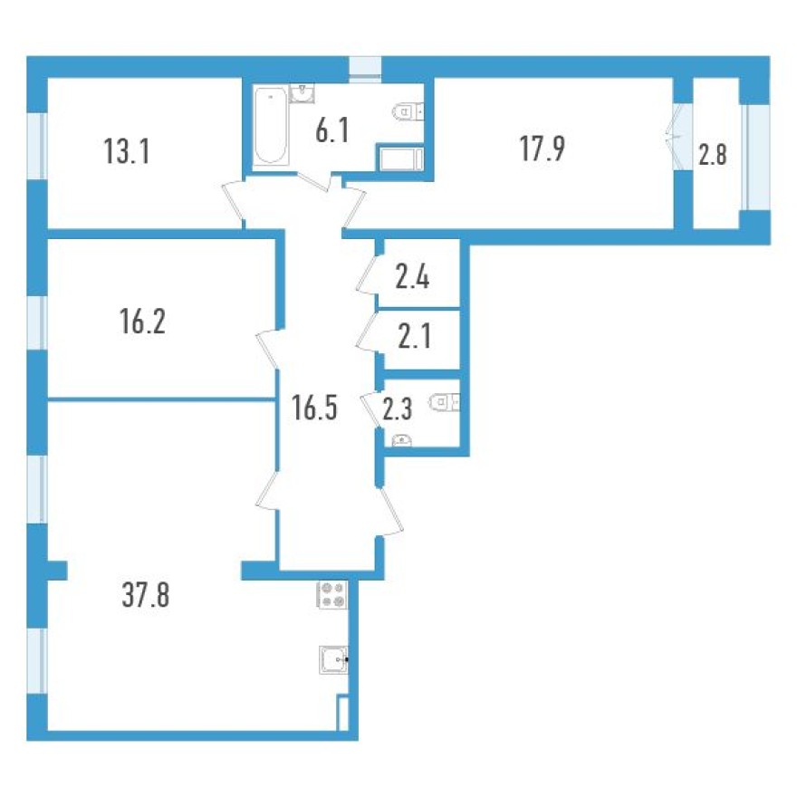 3к. квартира, 115.8 м²