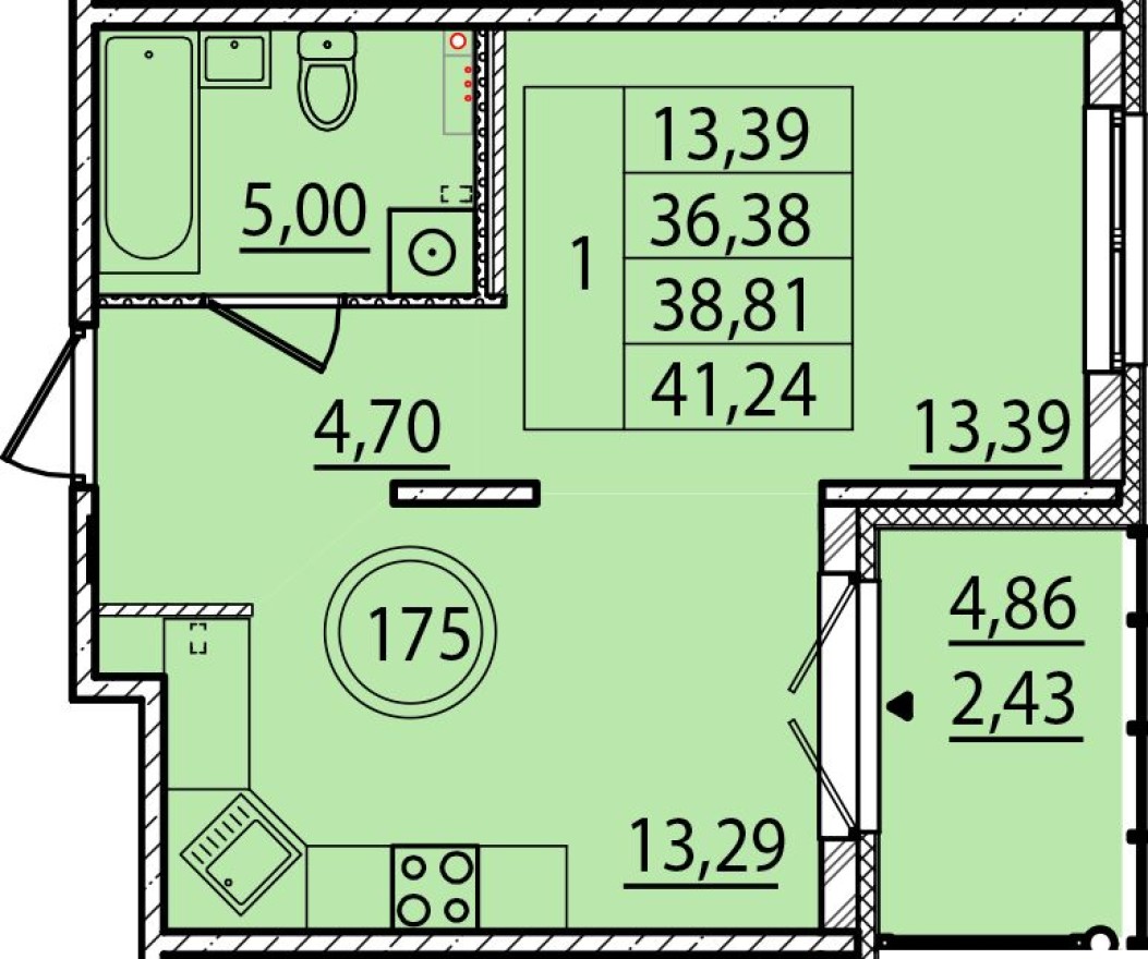 Планировка — 1к. квартира