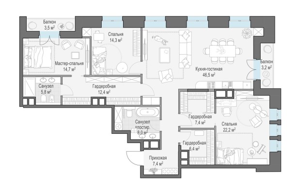 3к. квартира