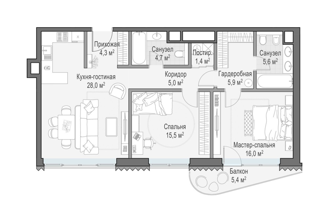 2к. квартира, 88.2 м²