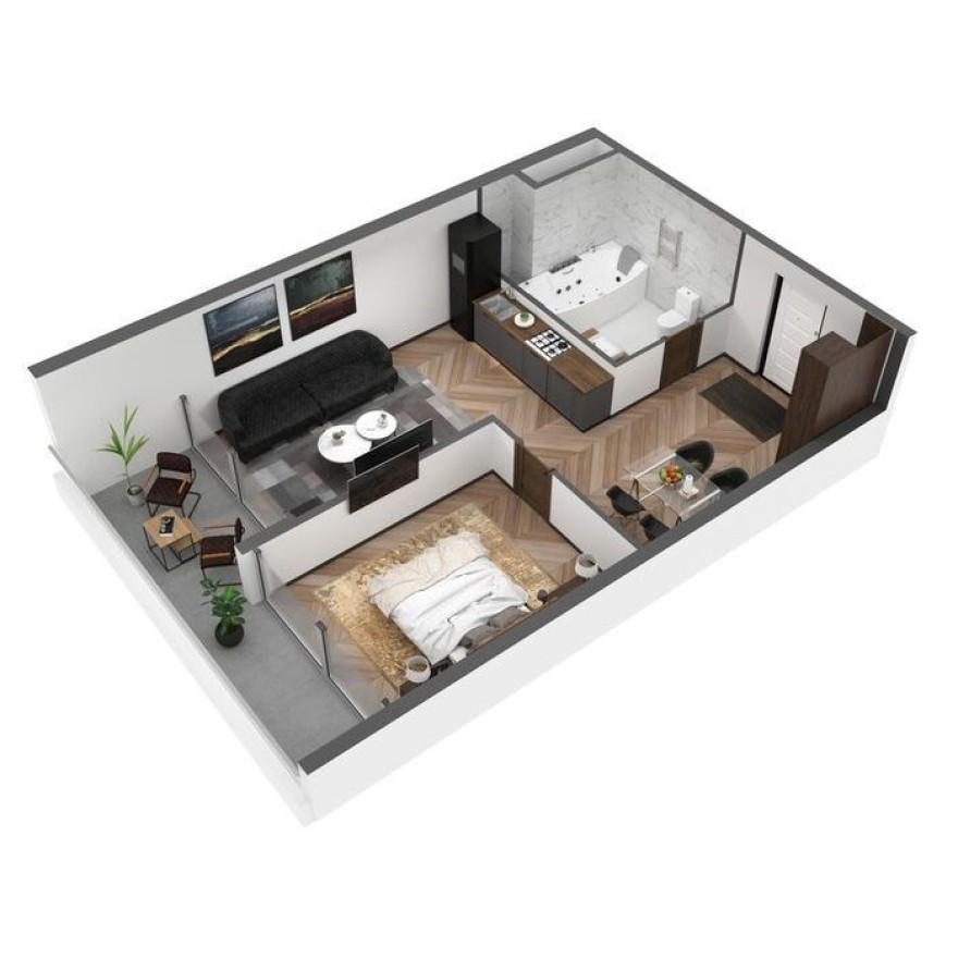 2к. апартаменты, 58.1 м²