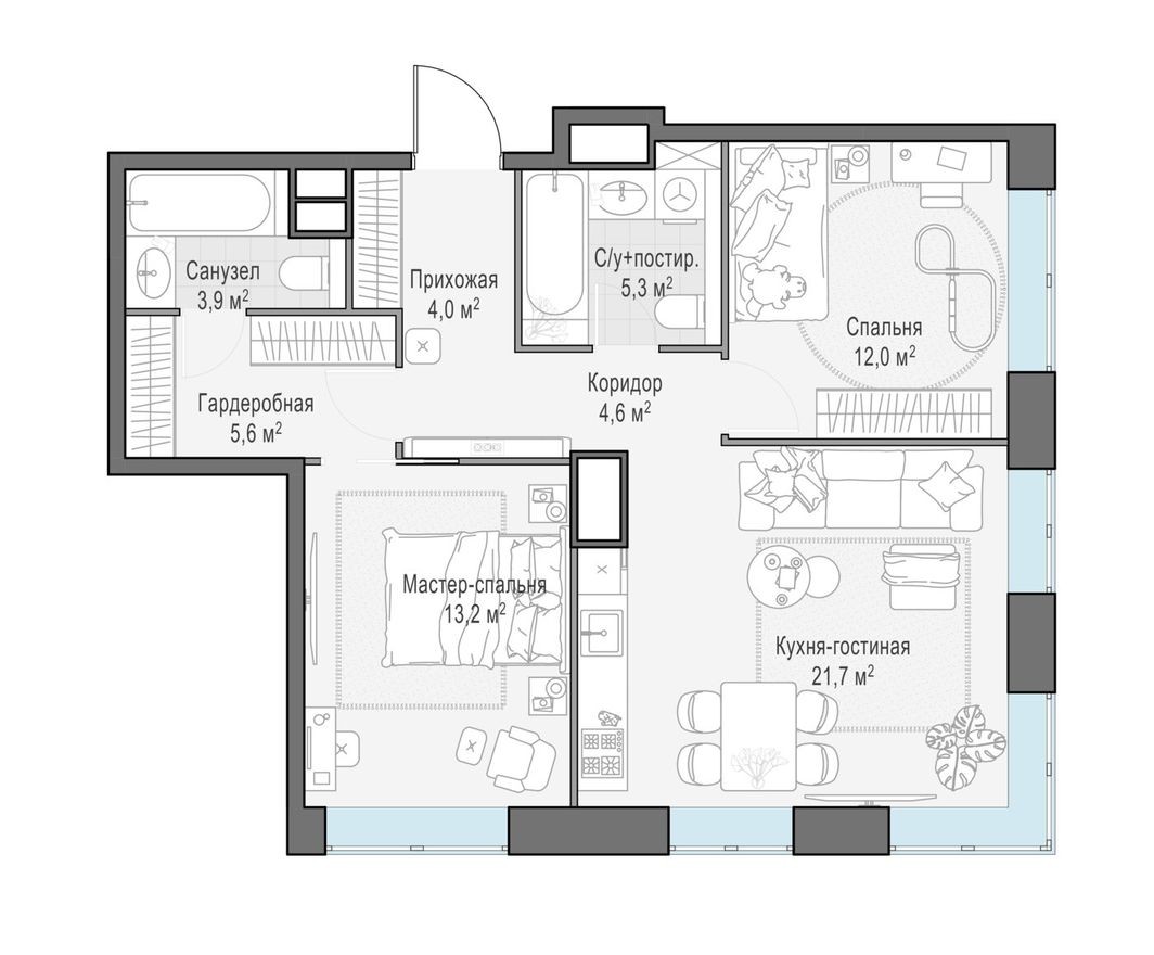 2к. квартира, 70.3 м²