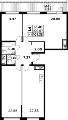 3к. квартира