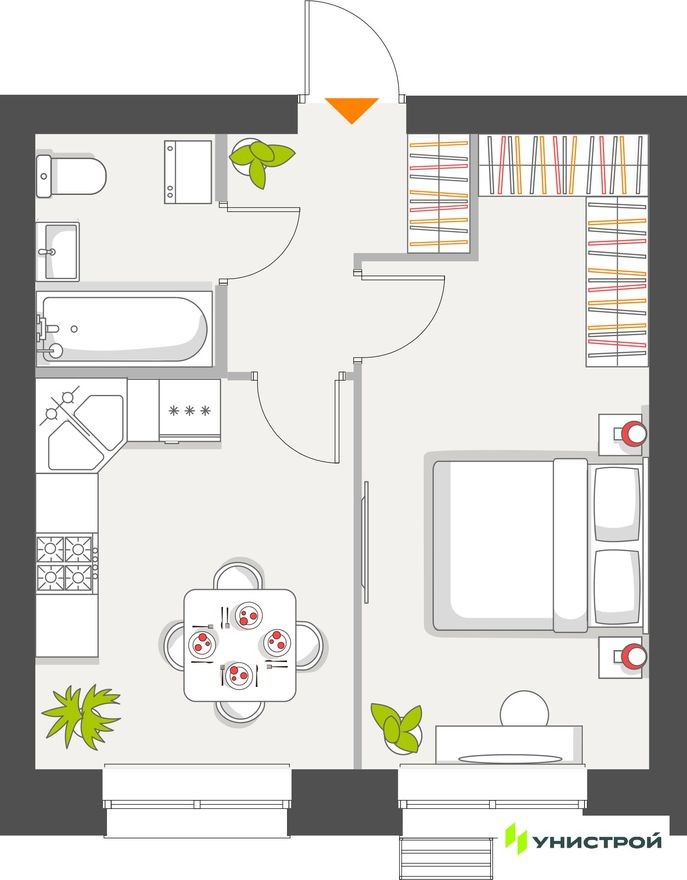 1к. квартира, 34.7 м²