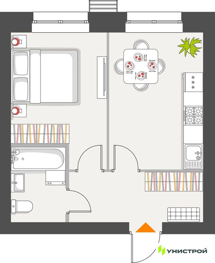 1к. квартира, 35.2 м²