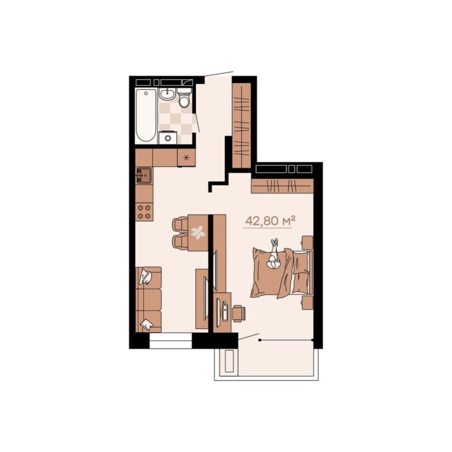 2к. квартира, 40.9 м²