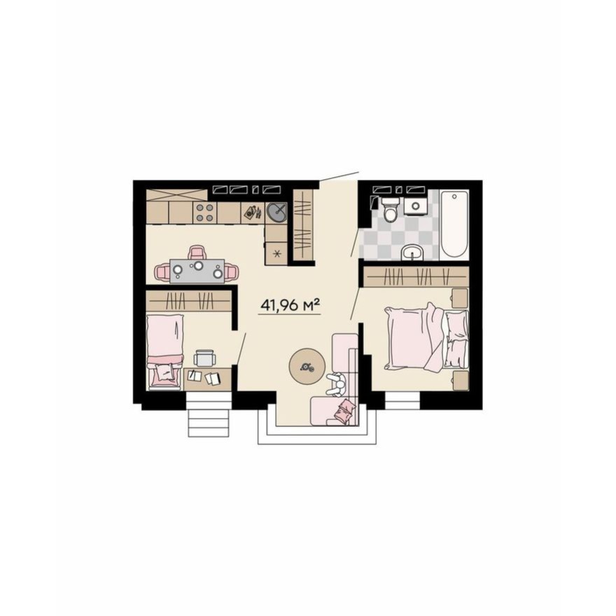 3к. квартира, 42.0 м²