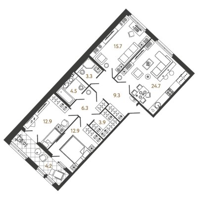 3к. квартира