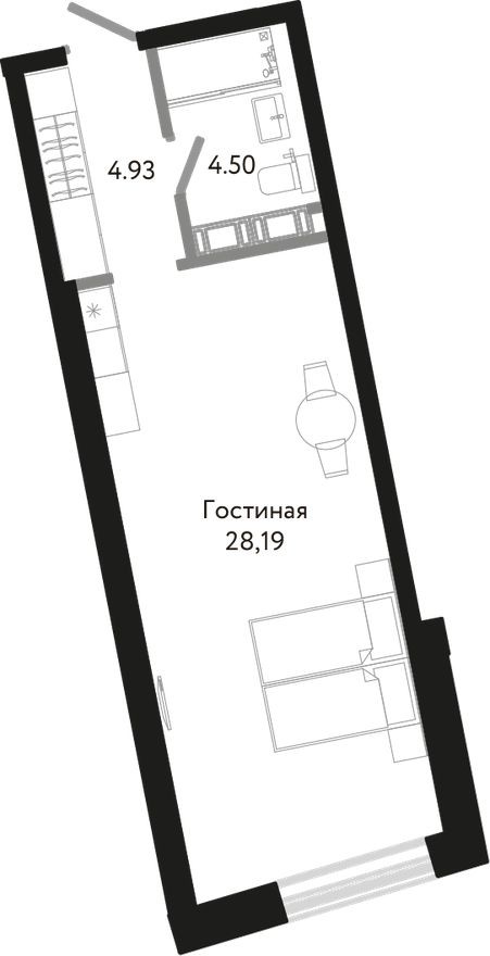 9к. квартира, 38.5 м²