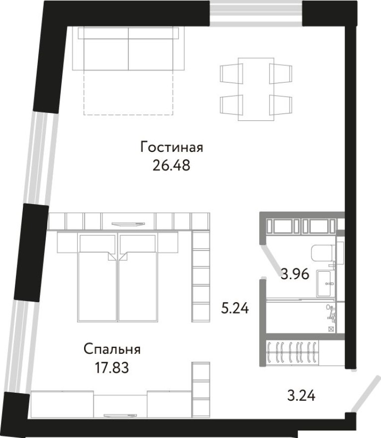 9к. квартира, 57.8 м²