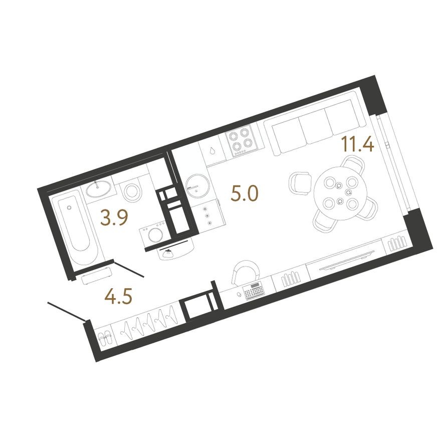 Студия-квартира, 24.8 м²
