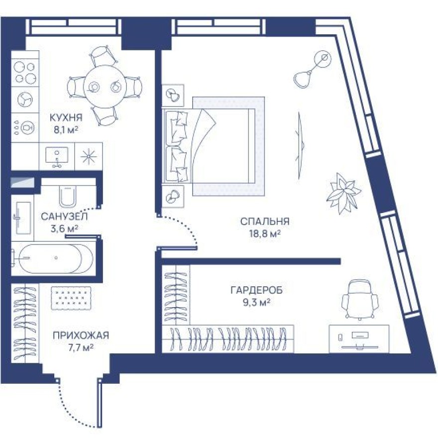 1к. квартира, 47.5 м²