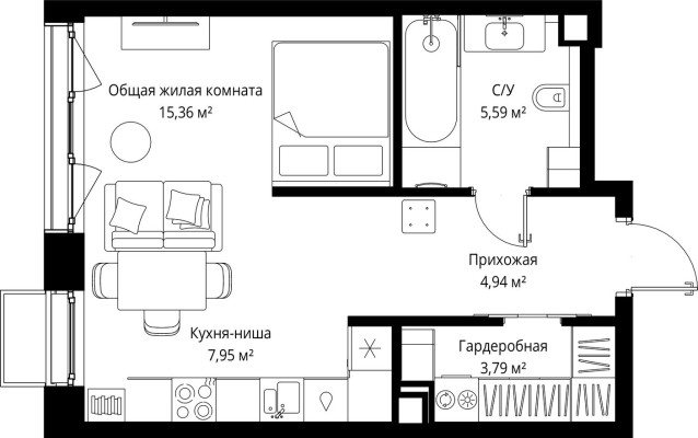 1к. квартира