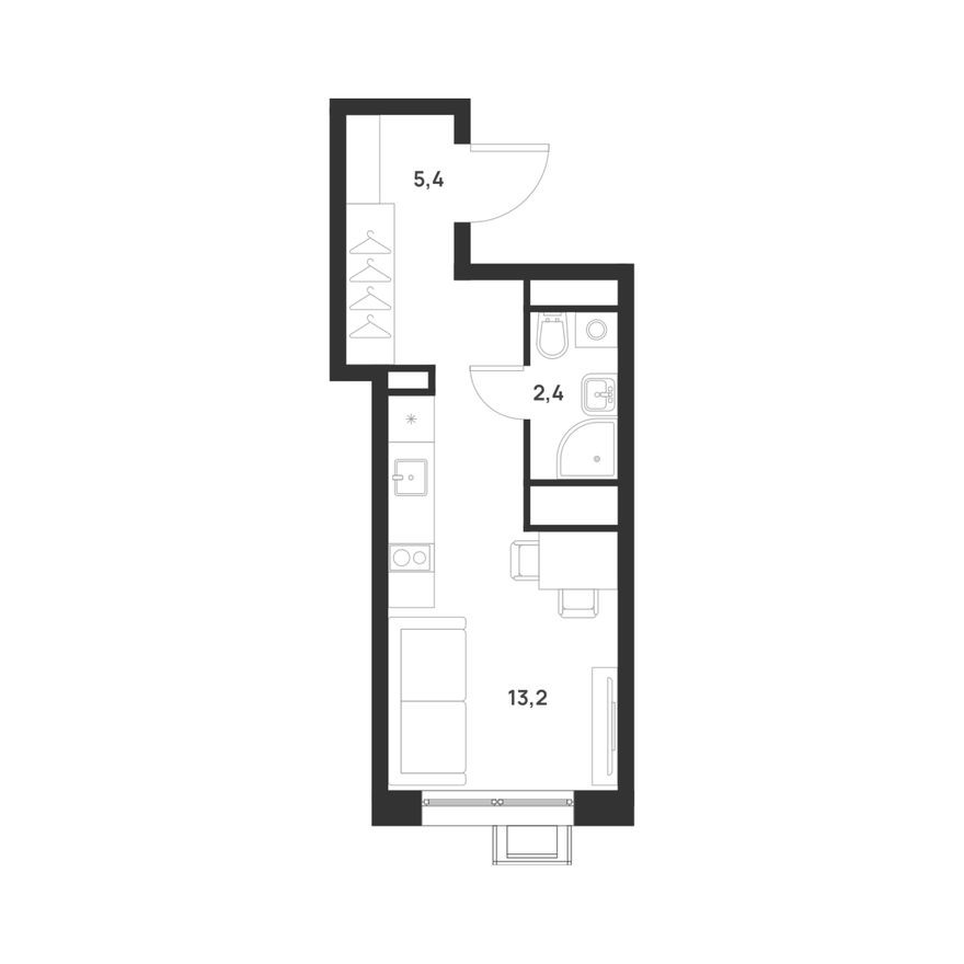 Студия-квартира, 21.0 м²