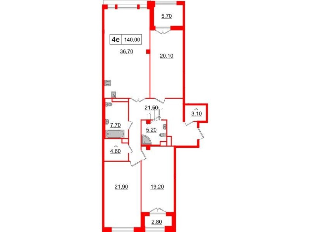 3к. квартира, 140.0 м²