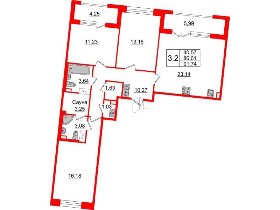 3к. квартира, 85.5 м²