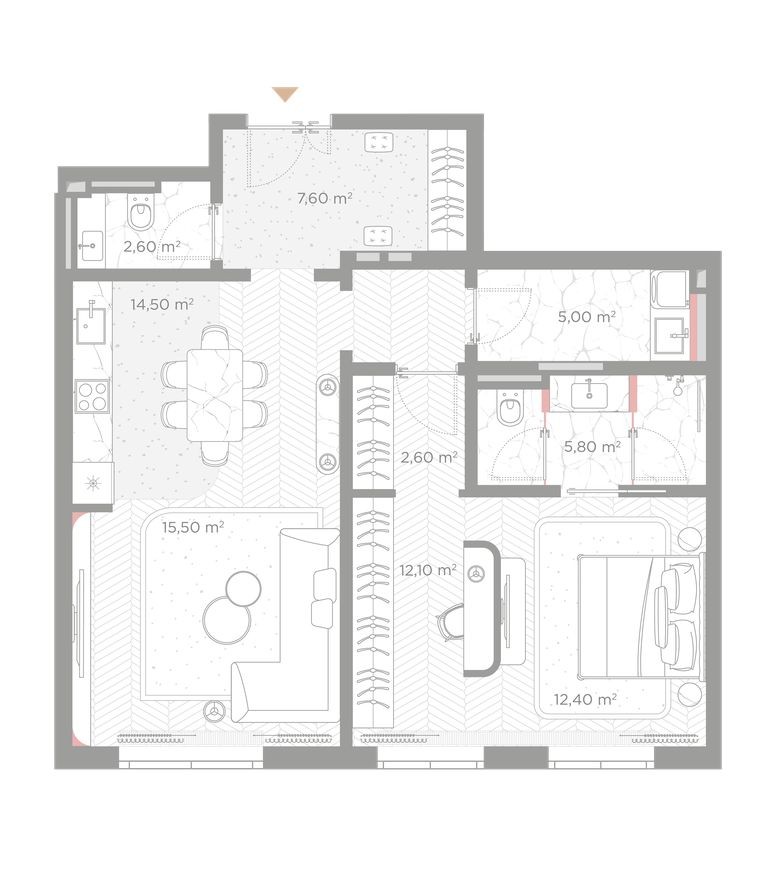 1к. квартира, 78.1 м²