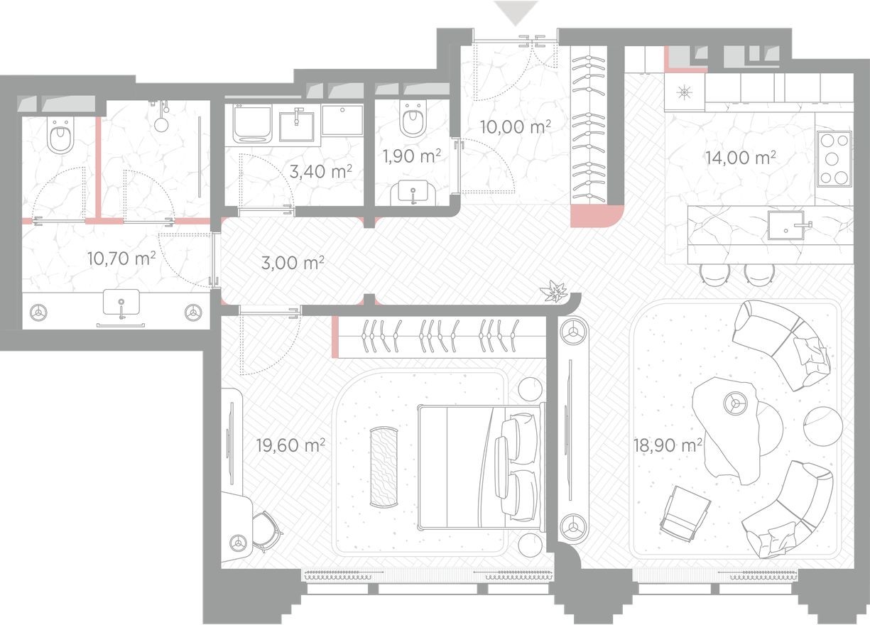 1к. квартира, 81.5 м²