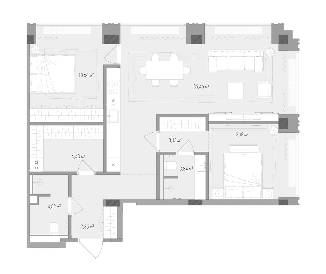 2к. квартира, 86.7 м²