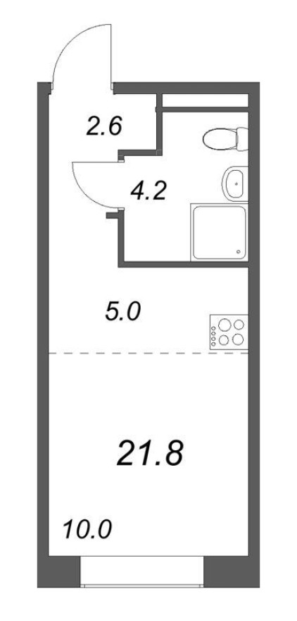 Студия-квартира, 21.8 м²