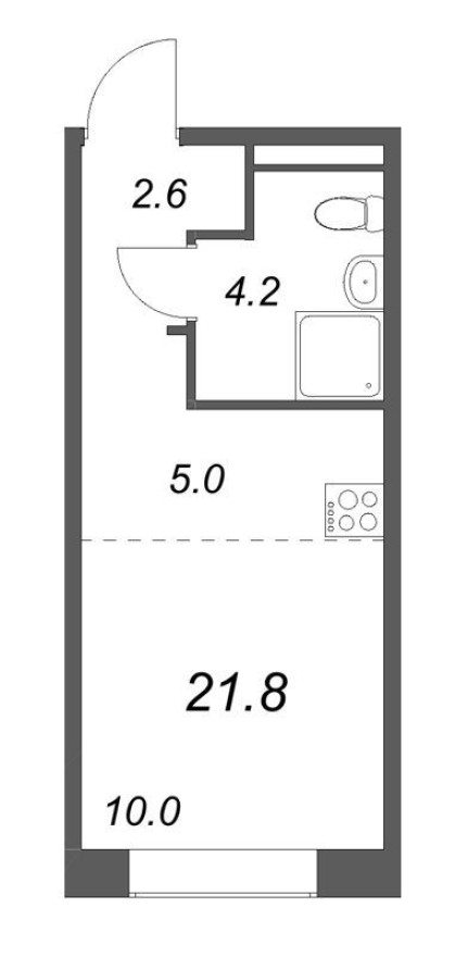 Студия-квартира, 21.8 м²