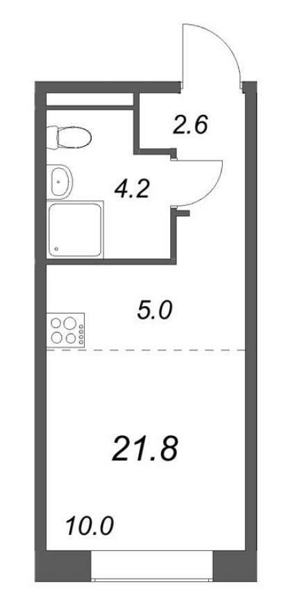 Студия-квартира, 21.8 м²
