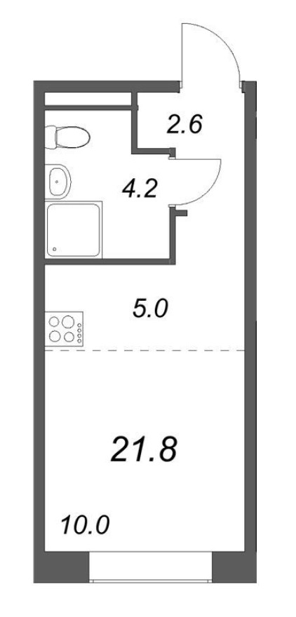 Студия-квартира, 21.8 м²