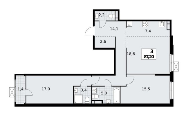 3к. квартира