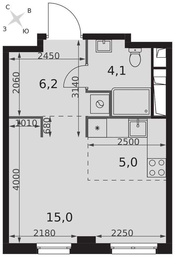 Студия-квартира, 30.3 м²