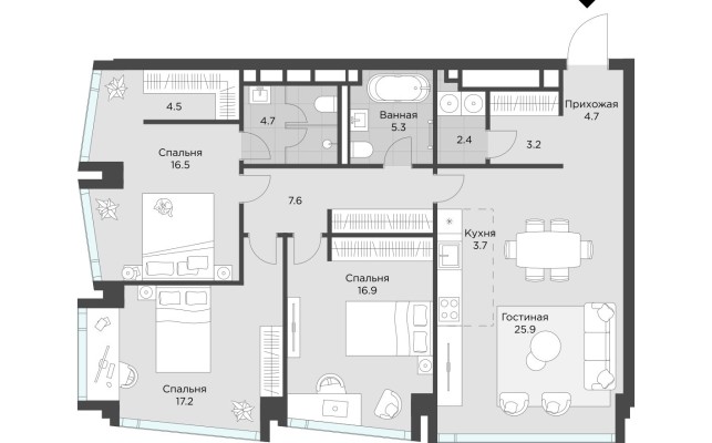 3к. квартира