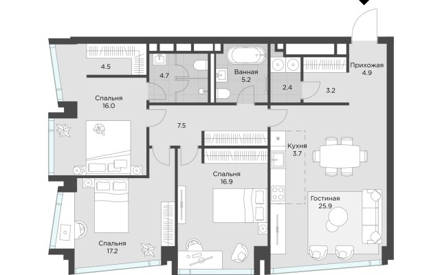 3к. квартира