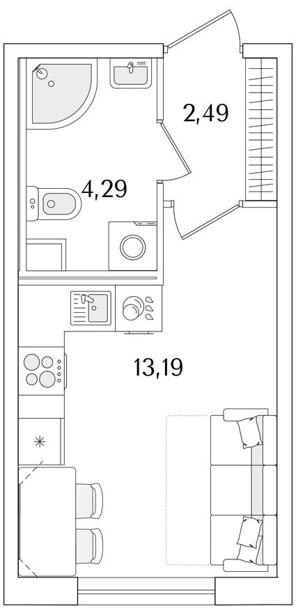 Студия-квартира, 20.0 м²