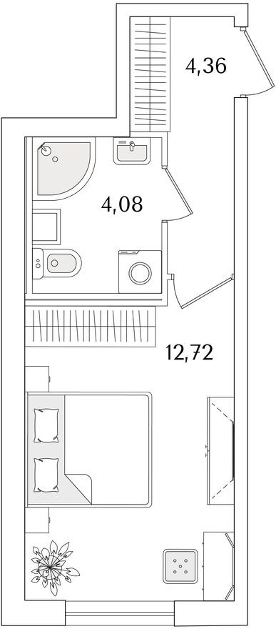 Студия-квартира, 21.2 м²