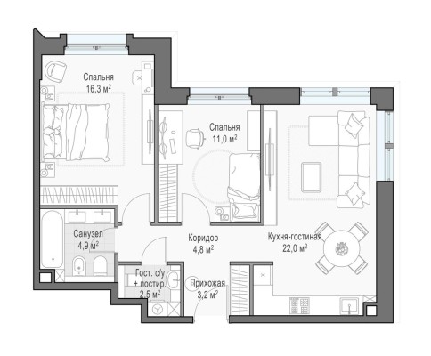 2к. квартира