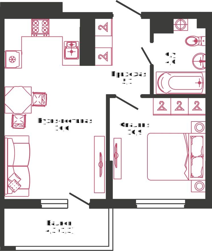 1к. квартира, 42.1 м²