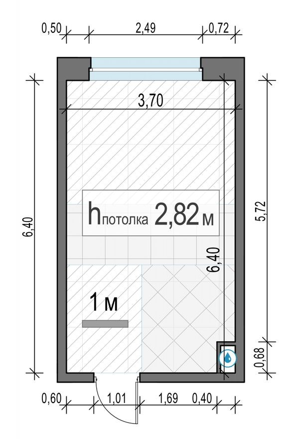 Студия-квартира, 22.9 м²