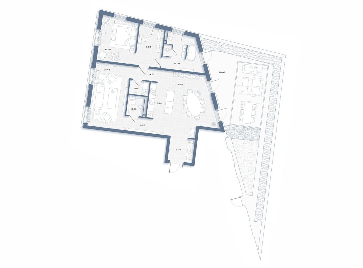 1к. квартира, 137.9 м²