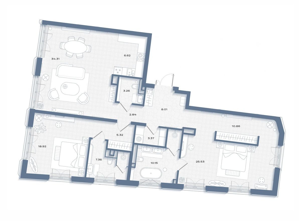 2к. квартира, 136.6 м²