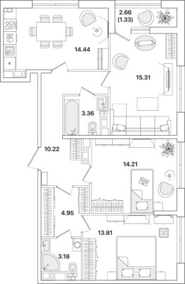 3к. квартира