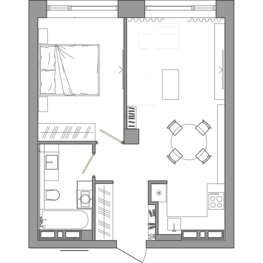 1к. квартира, 46.6 м²