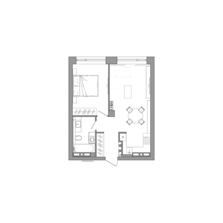 1к. квартира, 45.2 м²