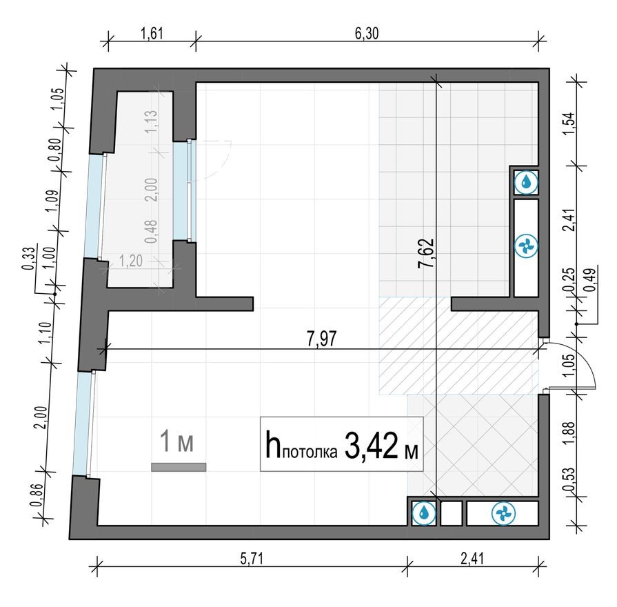 1к. квартира, 54.6 м²