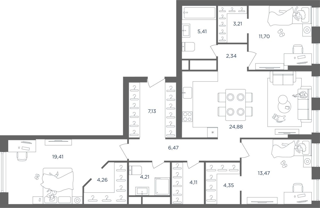 3к. квартира, 112.6 м²