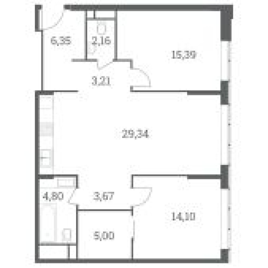 2к. квартира, 83.5 м²