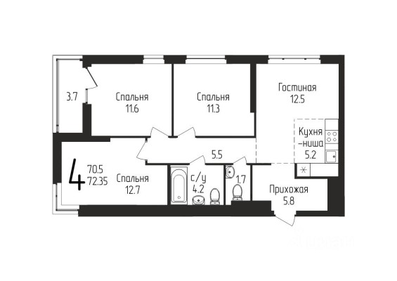 3к. квартира