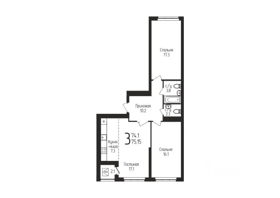 3к. квартира