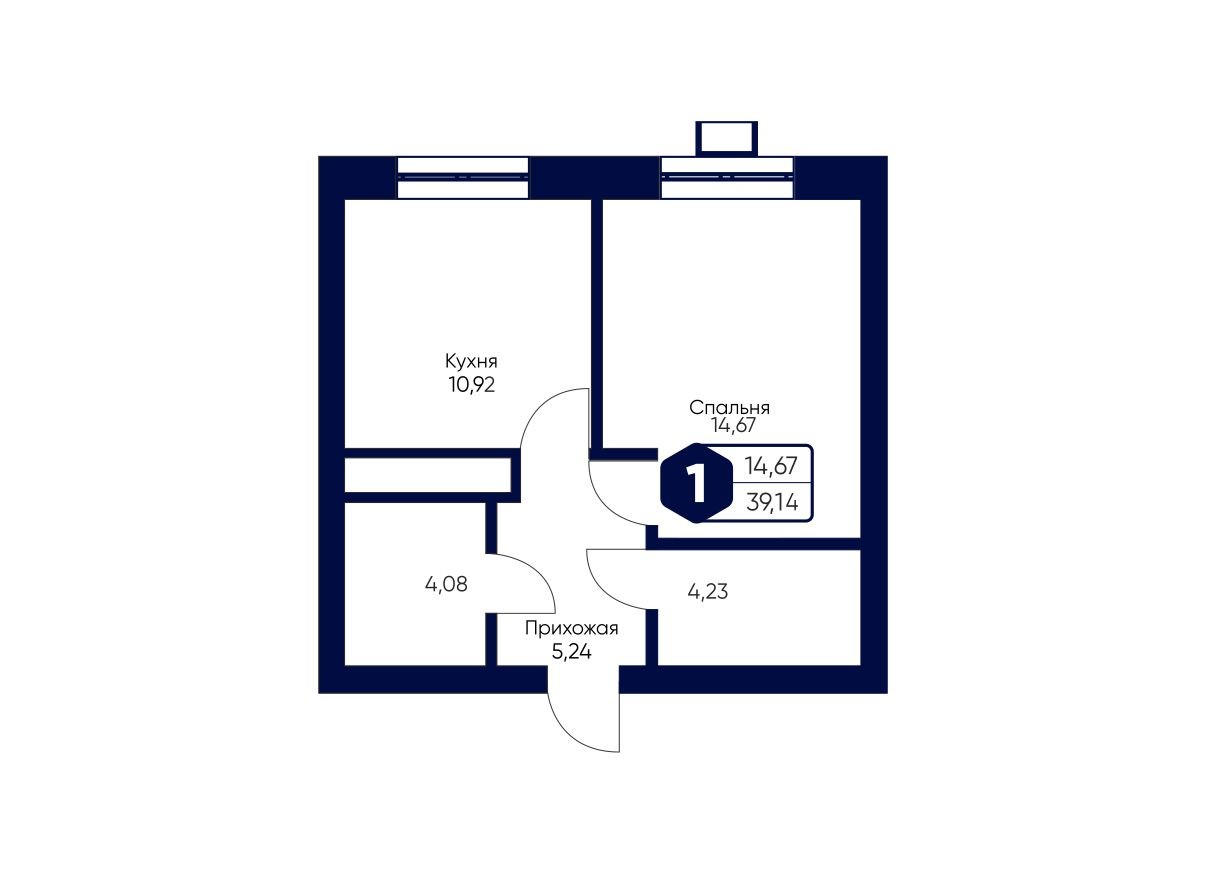 1к. квартира, 39.1 м²